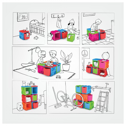 G514779 קופסאות אחסון מודולריות במגוון צבעים, 5 יחידות – במבצע מיוחד!