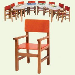 כסא גן רגל עץ + ידיות גב ומושב בצבע 99000279