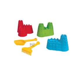 בונים טירות בחול - סט 3 תבניות+כף מגרפה מריונקס